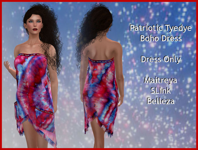 PATRIOTIC TYEDYE BOHO DRESS 