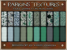 Parkins Textures - Bernadina Set - 20x Full Perm Seamless 1024 - Fabric, Cloth, Clothing, Green, Floral, Pattern, Dress