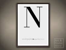 Capital Letter N Typography Poster | Mesh Framed with 6 texture options 