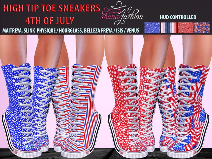 Second Life Marketplace HIGH TIP TOE SNEAKERS 4TH OF JULY Demo