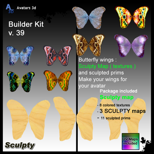 Sculpty Map Wings  Builder Kit v. 39  Avatars-3d.com Sculpties
