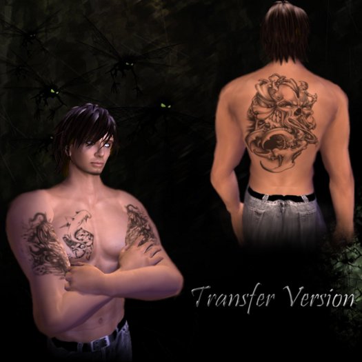 Skulls Men Top Tattoo  (Transferable Version)