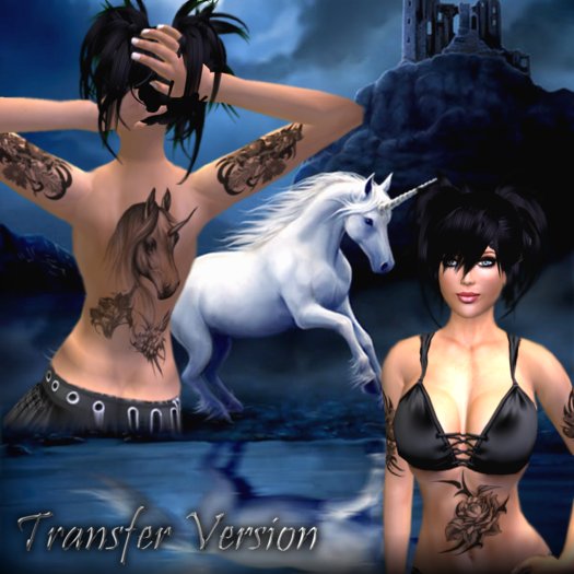 Unicorn WomenTop Tattoo (Transferable Version)