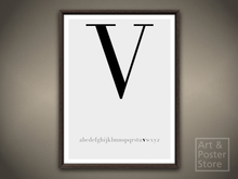 Capital Letter V Typography Poster | Mesh Framed with 6 texture options