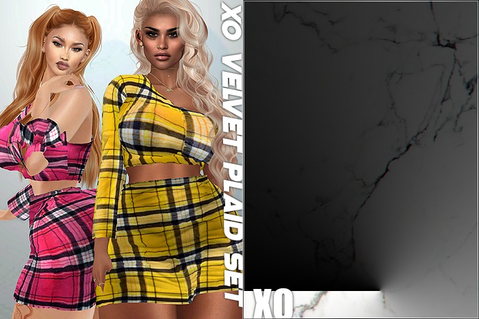 XO - Velvet Plaid Set (Purple)