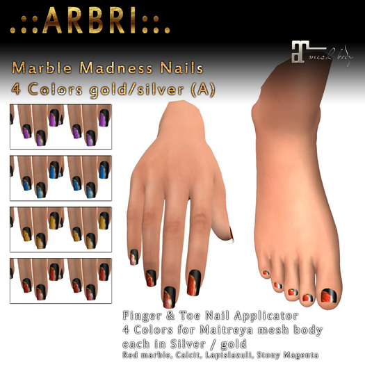 .::Arbri::. Nails Marble Madness (Maitreya)