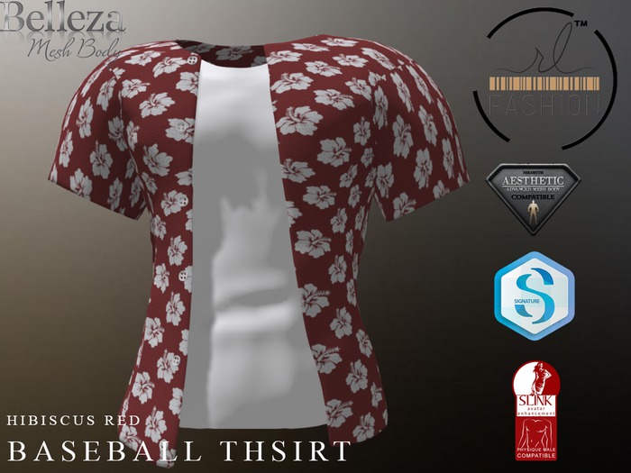 Baseball Thsirt Hibiscus Red
