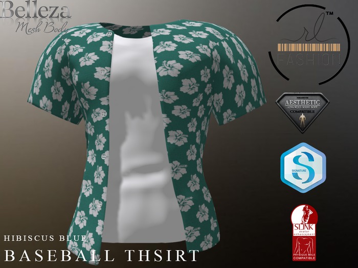 Baseball Thsirt Hibiscus Blue