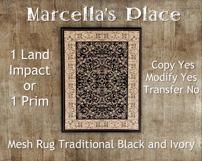 [MP] Mesh Rug Traditional Black and Ivory (C/M)