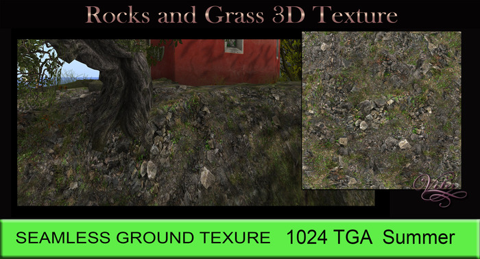 Vita's Textures - ROCKS AND GRASS GROUND 3D  1024 Seamless