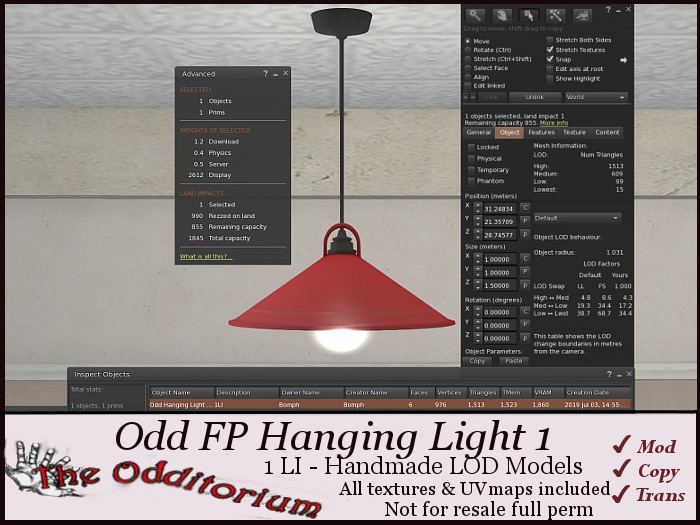 Odd FP Hanging Light with Shade 1 (Red)
