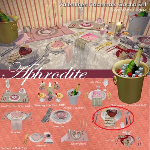 Aphrodite "Key to my Heart" Placemat - RARE