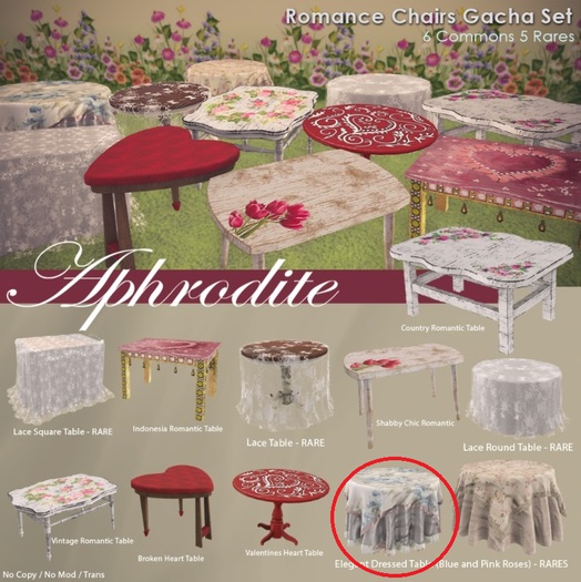 Aphrodite Elegant Dressed Table -Blue Roses- RARE  (Gacha)