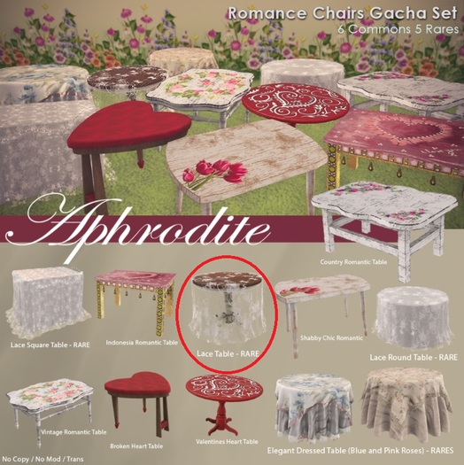 Aphrodite Romance Lace Table - RARE