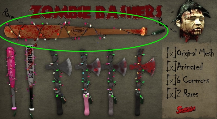 Second Life Marketplace - [SWaGGa] Festive Zombie Basher - Bat (Slugger ...