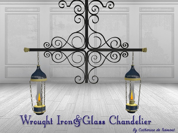 "CdT"  Wrought Iron&Glass Chandelier