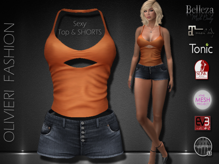 RUBY HALTER SEXY & SHORTS - ORANGE