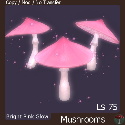 Bright Pink Glow Mushrooms