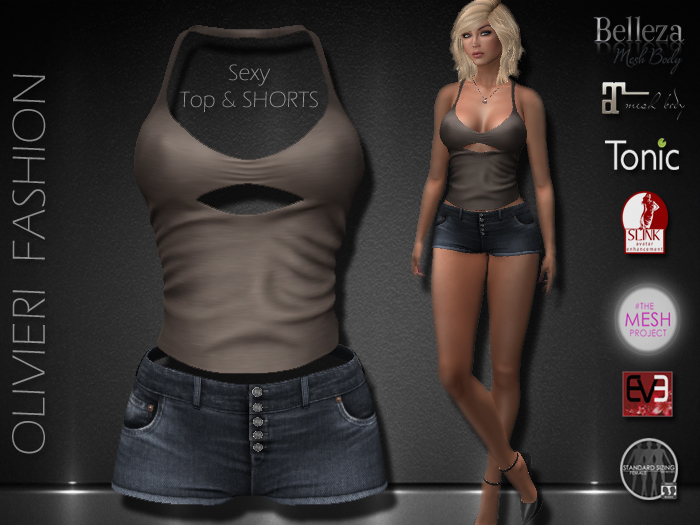 RUBY HALTER SEXY & SHORTS - BROWN