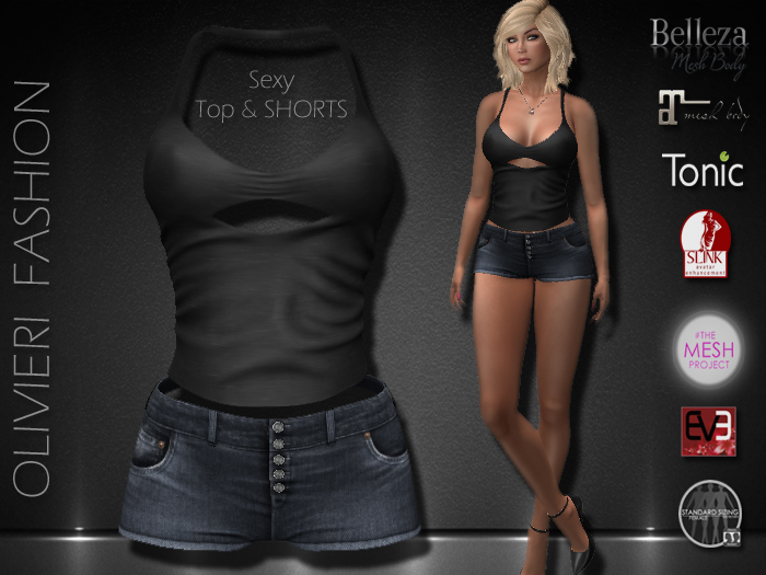 RUBY TOP SEXY & SHORTS - BLACK