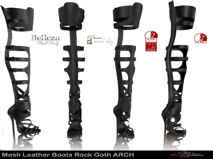 Mesh Leather Boots Rock Goth ARCH