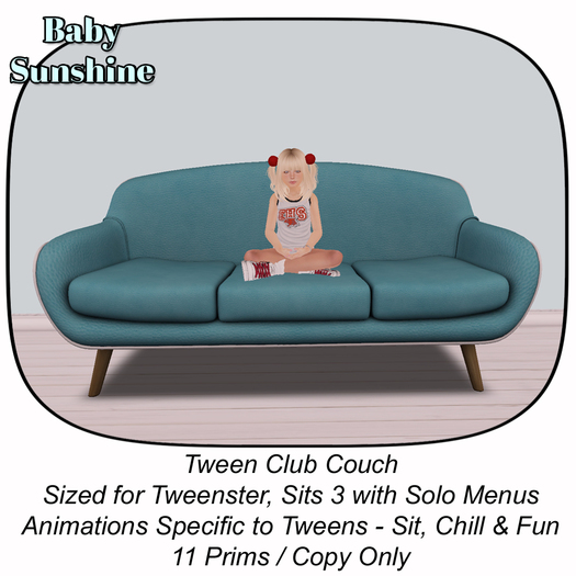 Tween Club Couch Teal  (ADD)