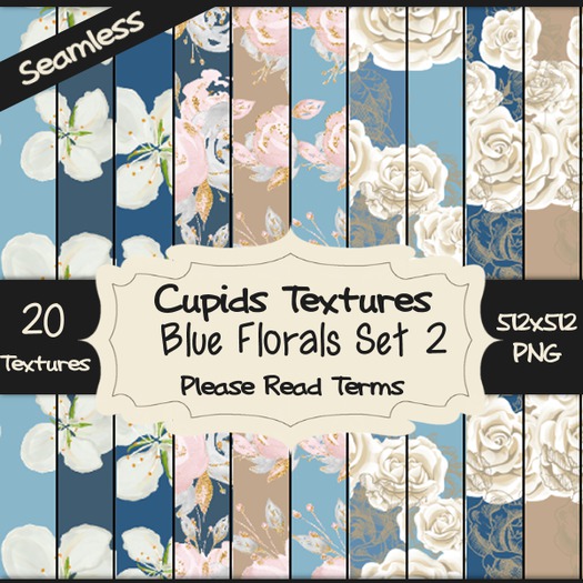 *Cupids Textures * 20 BLUE FLORALS SET 2