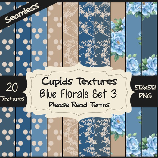 *Cupids Textures * 20 BLUE FLORALS SET 3