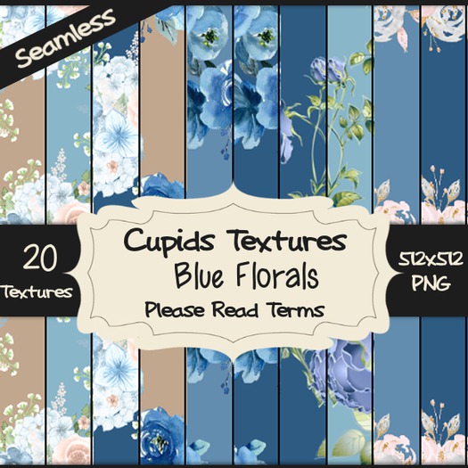 *Cupids Textures * 20 BLUE FLORALS