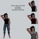 Yabusaka Male petite Blue jeans and tank tops with tats