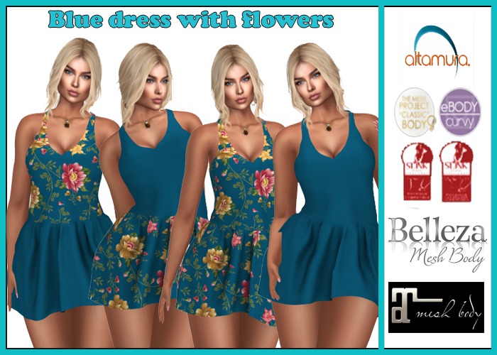 Blue dress with flowers