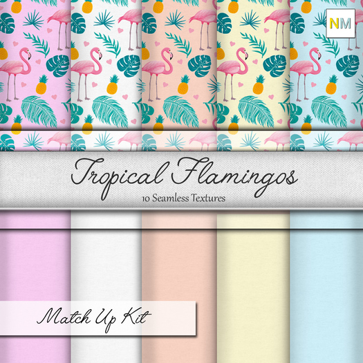 Tropical Flamingos Matchup Kit 10 Seamless Textures NM