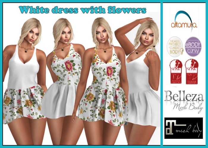 White dress with flowers