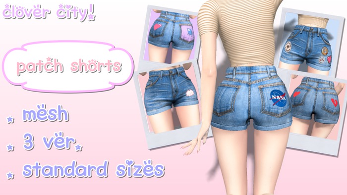 [Clover City] Patch shorts