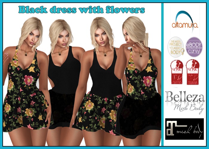 Black dress with flowers