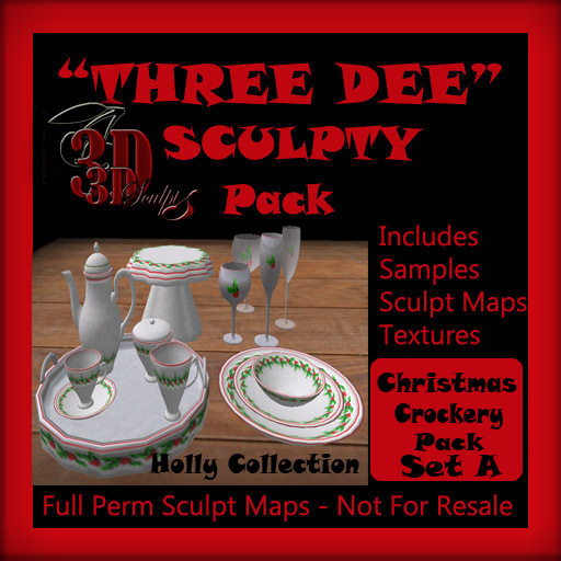Sculpted Christmas Holiday Tea Set Holly Collection Sculpty Pack
