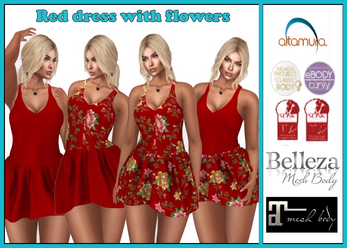 Red dress with flowers
