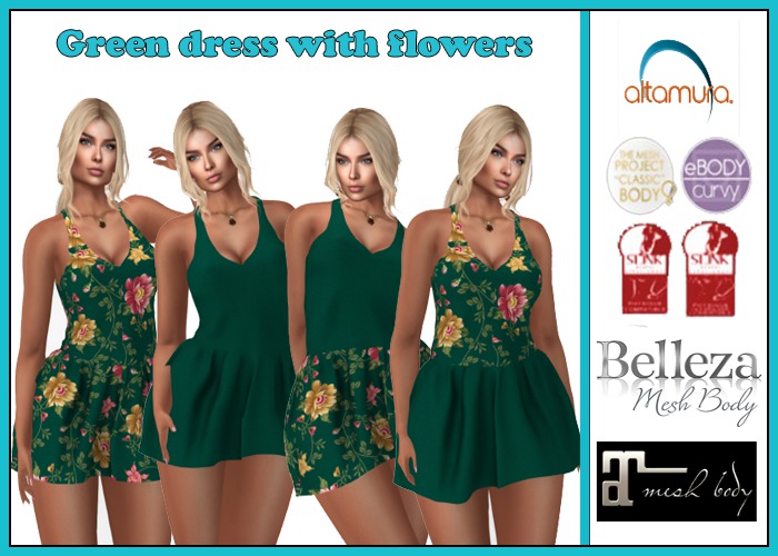 Green dress with flowers