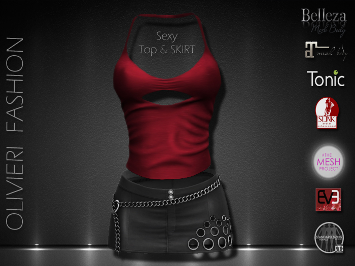 RUBY TOP SEXY & SKIRT - RED