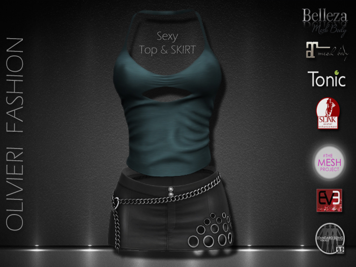 RUBY TOP SEXY & SKIRT - MOSS