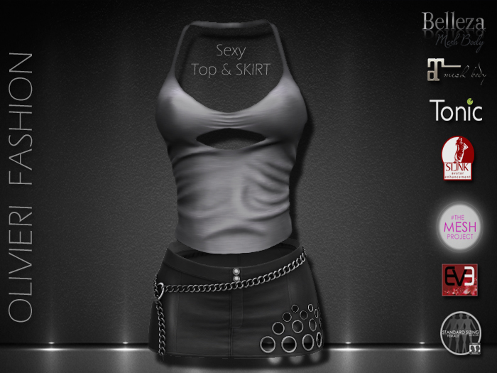 RUBY TOP SEXY & SKIRT - GREY
