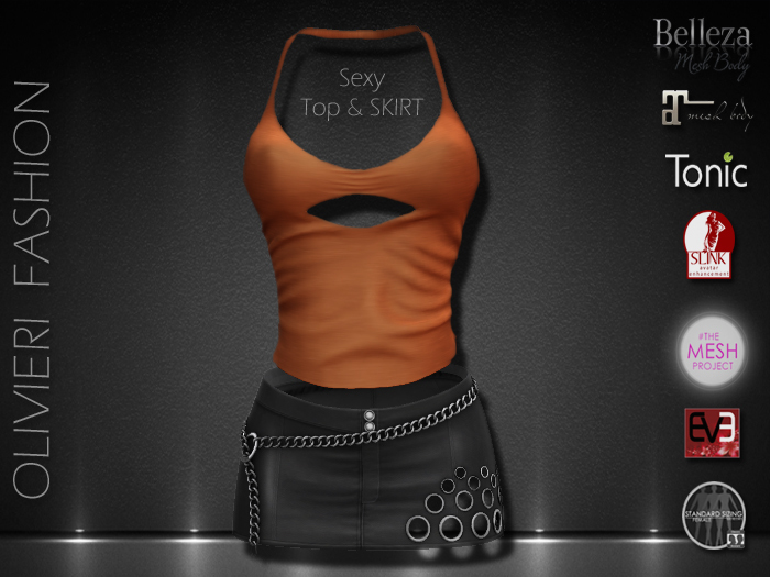 RUBY TOP SEXY & SKIRT - ORANGE