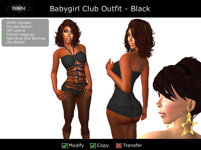 BSN Babygirl Club Outfit - Black
