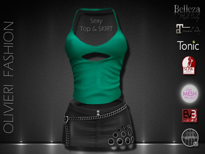 RUBY TOP SEXY & SKIRT - GREEN