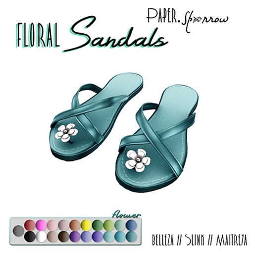 Paper.Sparrow - Teal Flower Sandals