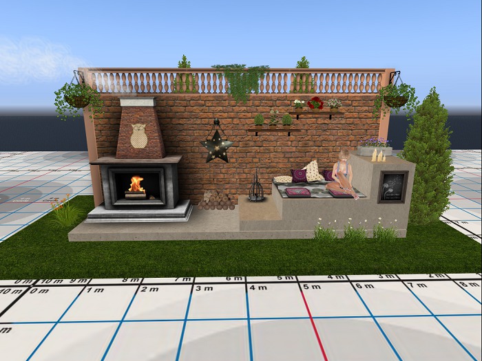 Garden Ballustrade Brick Wall with Decor