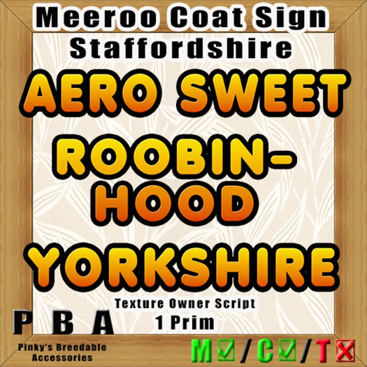 Meeroo Coat Sign "Staffordshire" Vers. 1