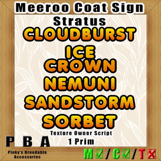  Meeroo Coat Sign "Stratus" Vers. 1