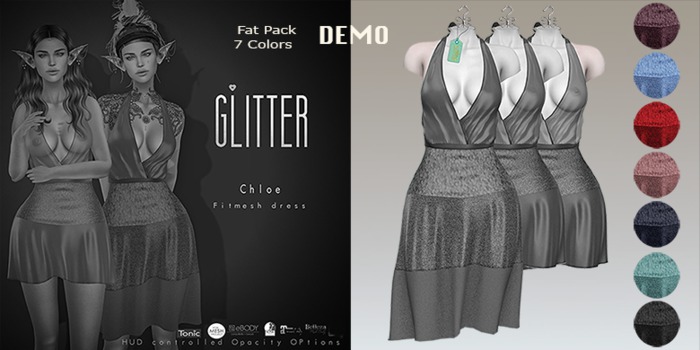 GLITTER DEMO CHLOE Fitmesh Dress 3 patterns with hud