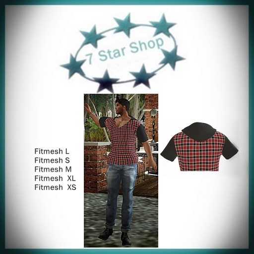 Star red checked  Mens  t-Shirt
